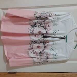 Cute Long Sleeve Flower Top With Silver Zipper